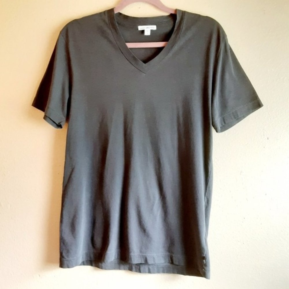 Standard James Perse V Neck Solid Tee Dark Gray 1